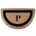Nedia Home Nedia Home 02053P Single Picture - Black Frame 22 x 36 In. Half Round Heavy Duty Coir Doormat - Monogrammed P O2053P
